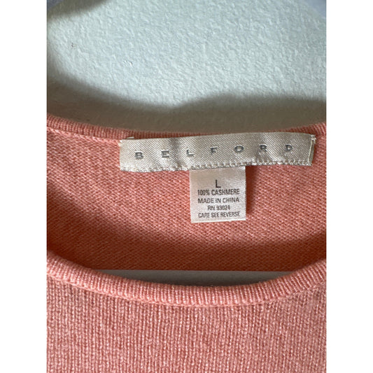 Belford Peach Long Sleeve Cashmere Sweater Sz L