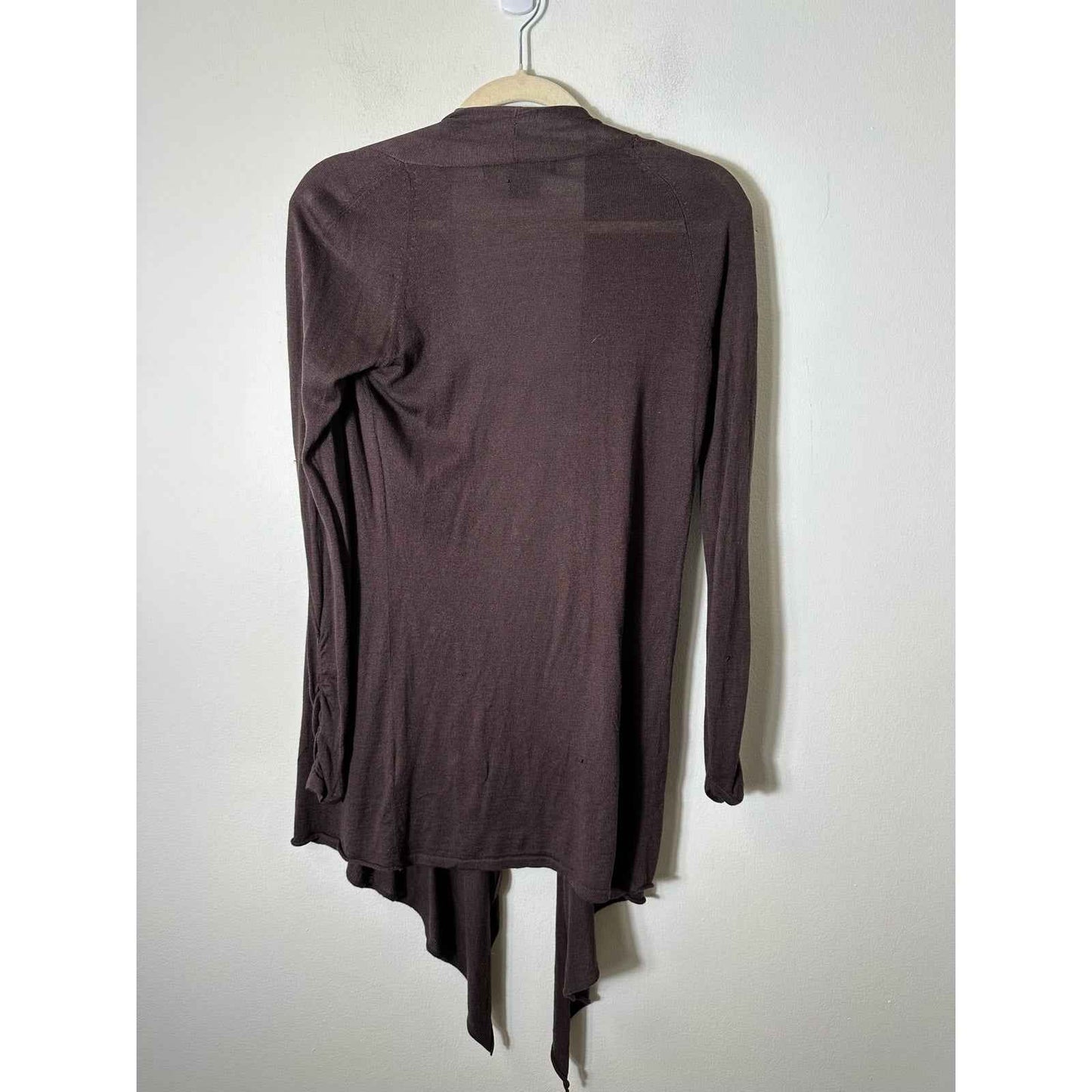 Nougat London Brown Knit Draped Open Cardigan Sweater Sz 1 (small)