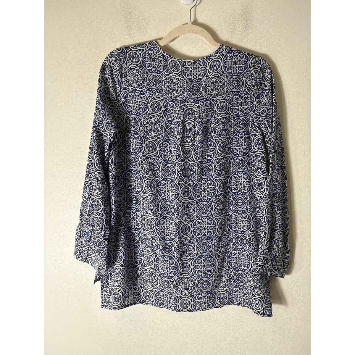 Joie Blue Silk Long Sleeve Tunic Style Shirt Sz S