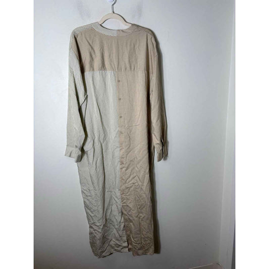 Zara Tan Striped Shirt Dress Sz XL