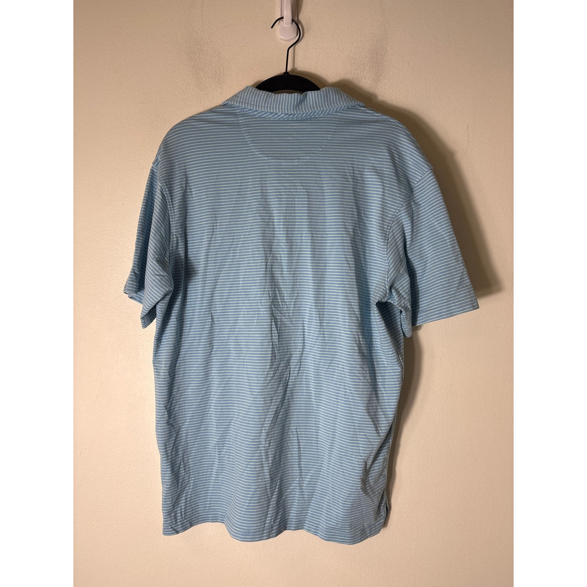 Mens Fish Hippie Co. Blue Green Stripe Short Sleeve Golf Shirt Sz m
