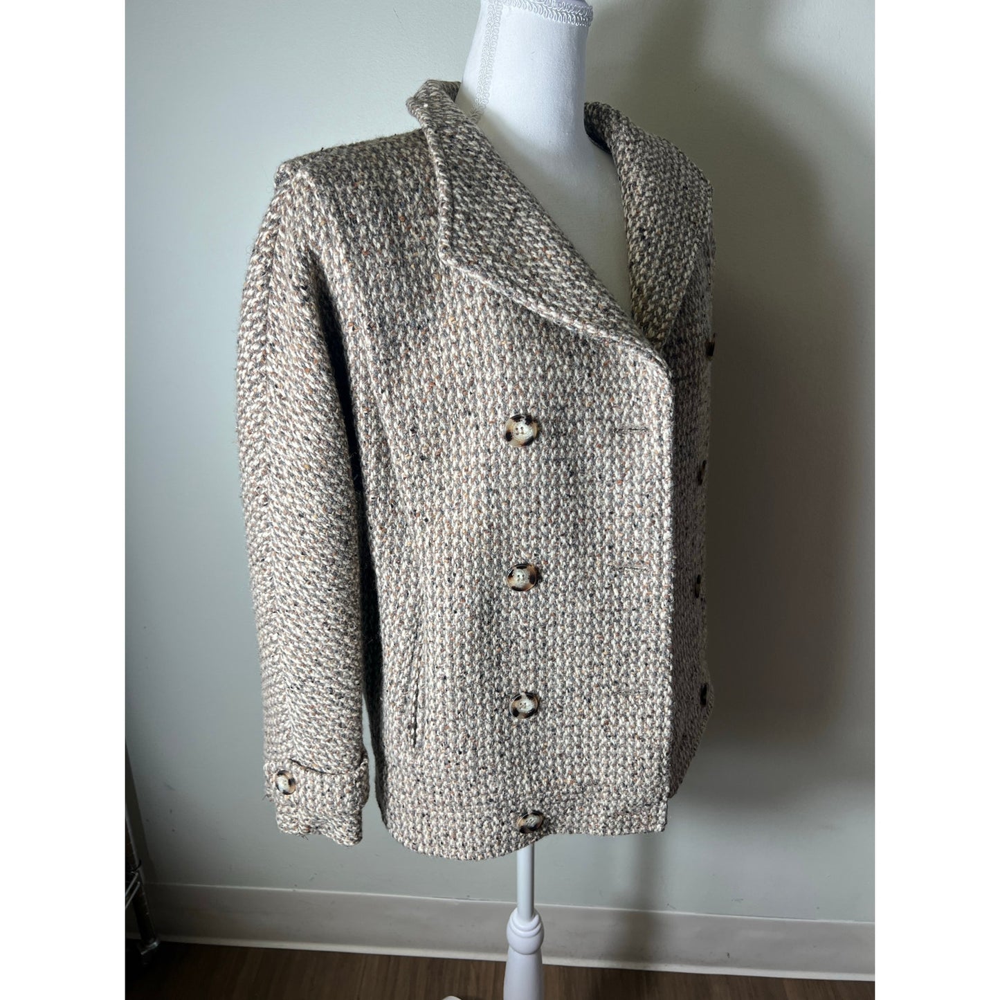 Bert Newman Brown Tweed Wool Coat Size 2 (fits like a large)