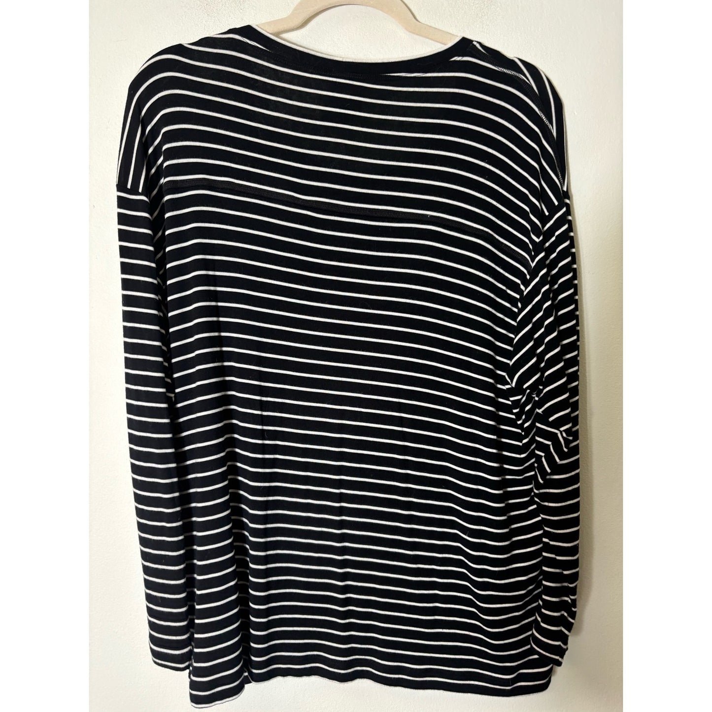 Cabi Black White Stripe Long Sleeve Top Sz S