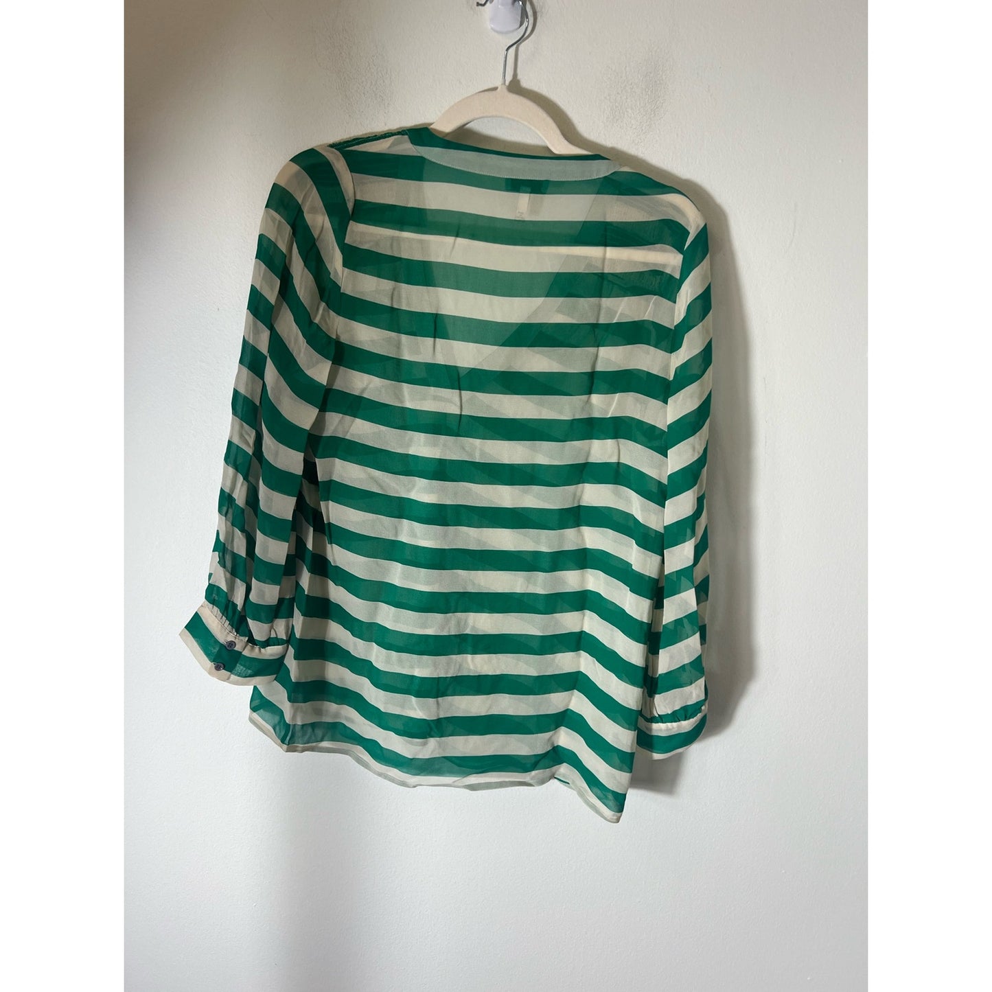 Joie Sheer Stripe Long Sleeve Blouse Sz S