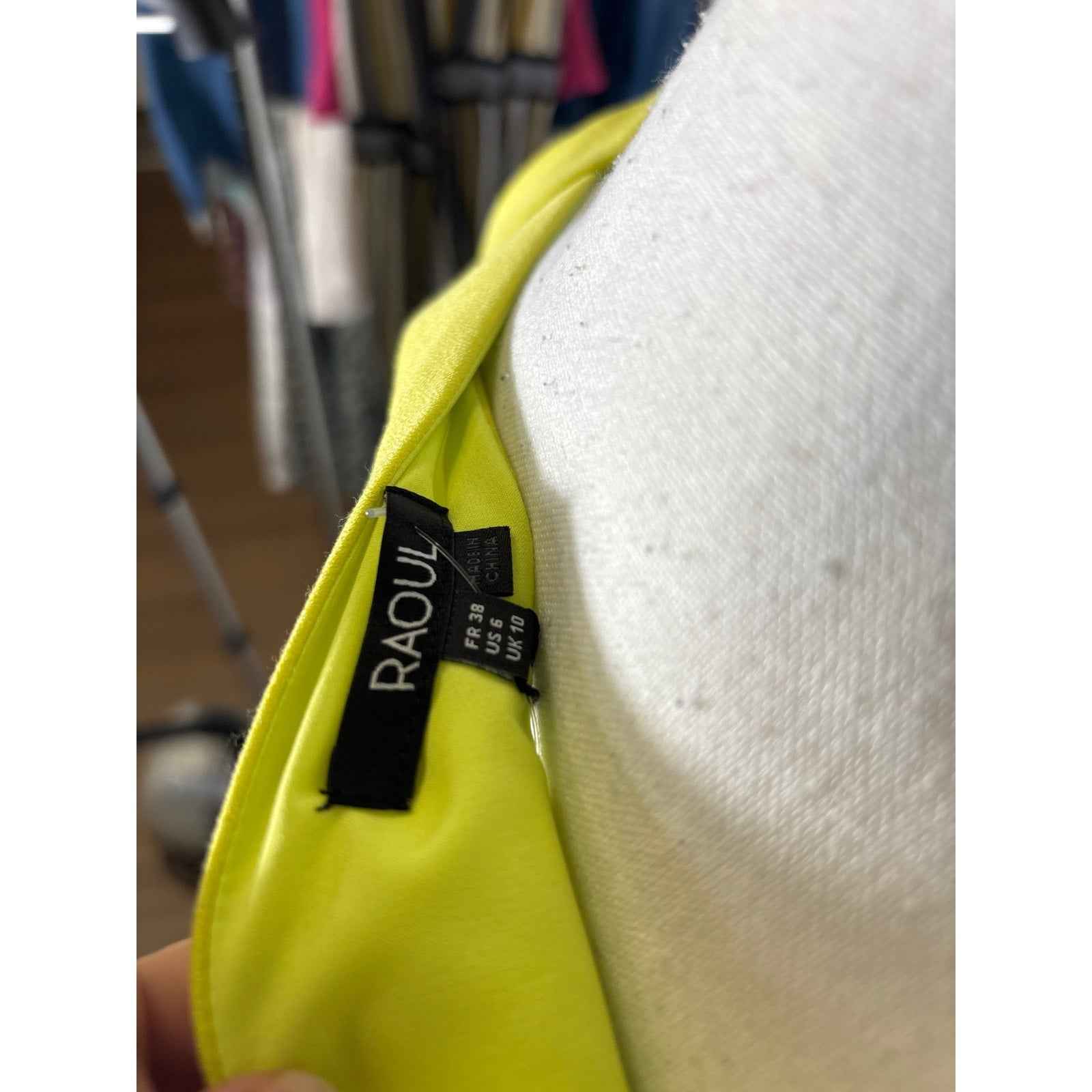 NWT Raoul Black and Neon Yellow Sleeveless Midi Dress Sz 6