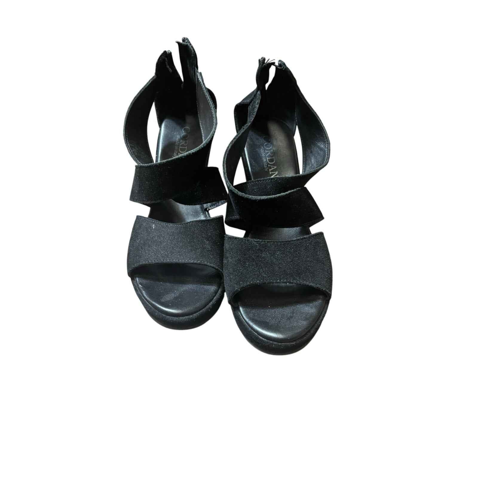 Cordani Black Velvet Platform Wedge Sandals Sz39