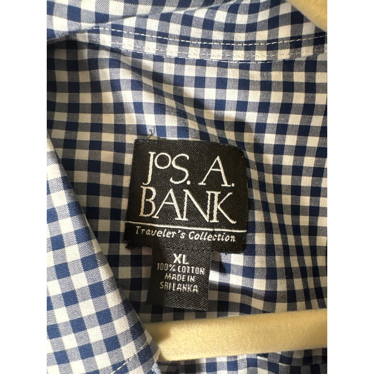 Jos A. Bank Blue and White Gingham Short Sleeve Button Up Shirt Sz XL