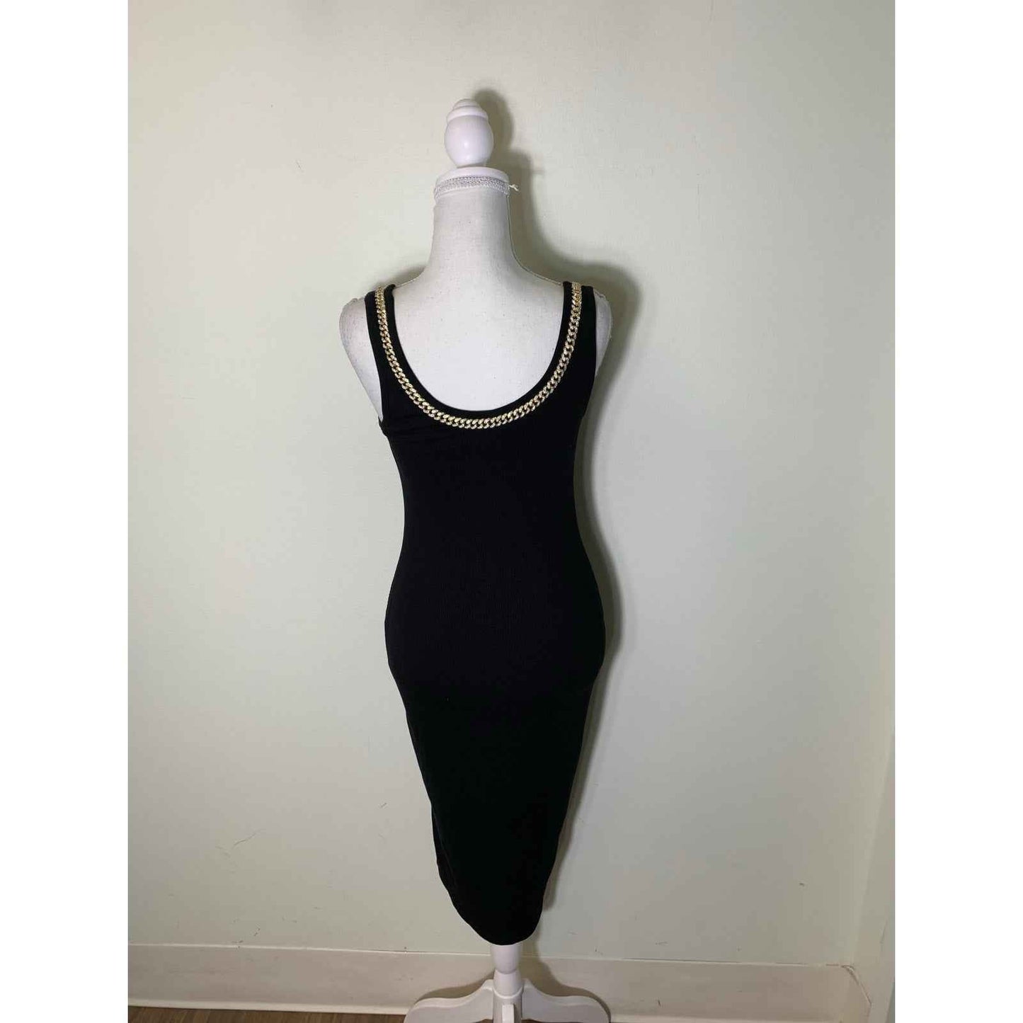 Generation Love Black Sleeveless Ribbed Body Con Midi Dress Sz XS