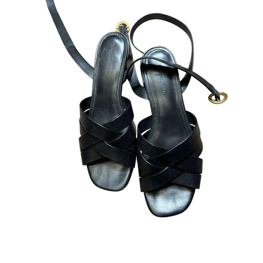 Tory Burch Black Criss Cross Low Heel Ankle Wrap Sandal Sz 8