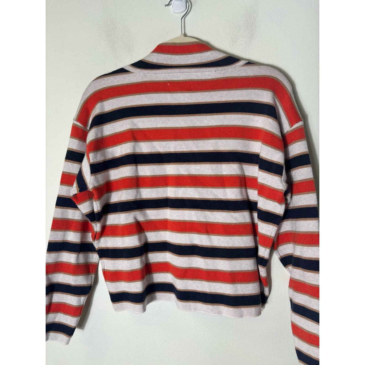 Maeve Orange and Navy Stripe Long Sleeve Mock Neck Sweater Sz XS