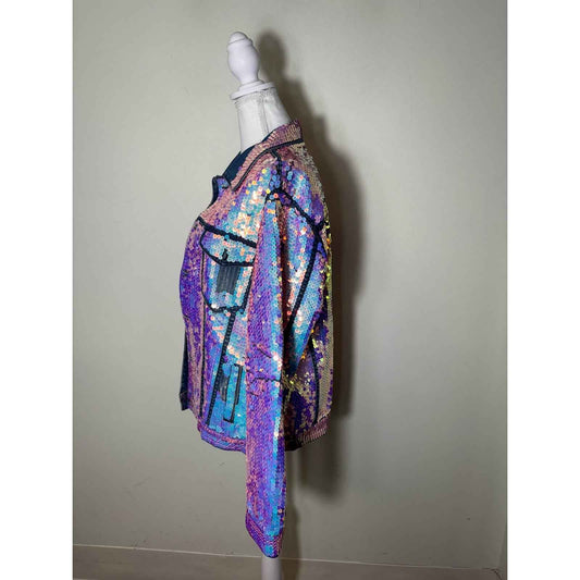 Free People Pink X Momo Sequin Embroidered Demi Jacket Sz L