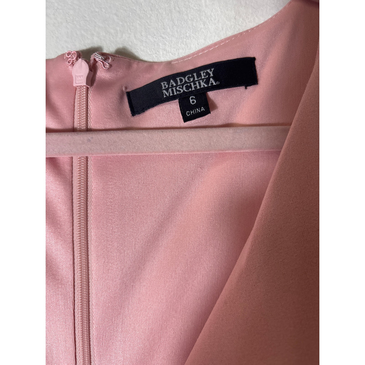 Badgley Mischka Blush Pink Half Sleeve Floor Length Ruffle Gown Sz 6