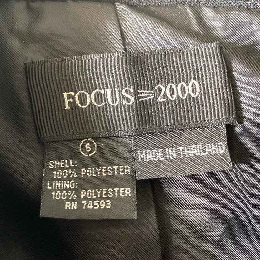 Focus 2000 Black Double Breasted Blazer Jacket Sz 6