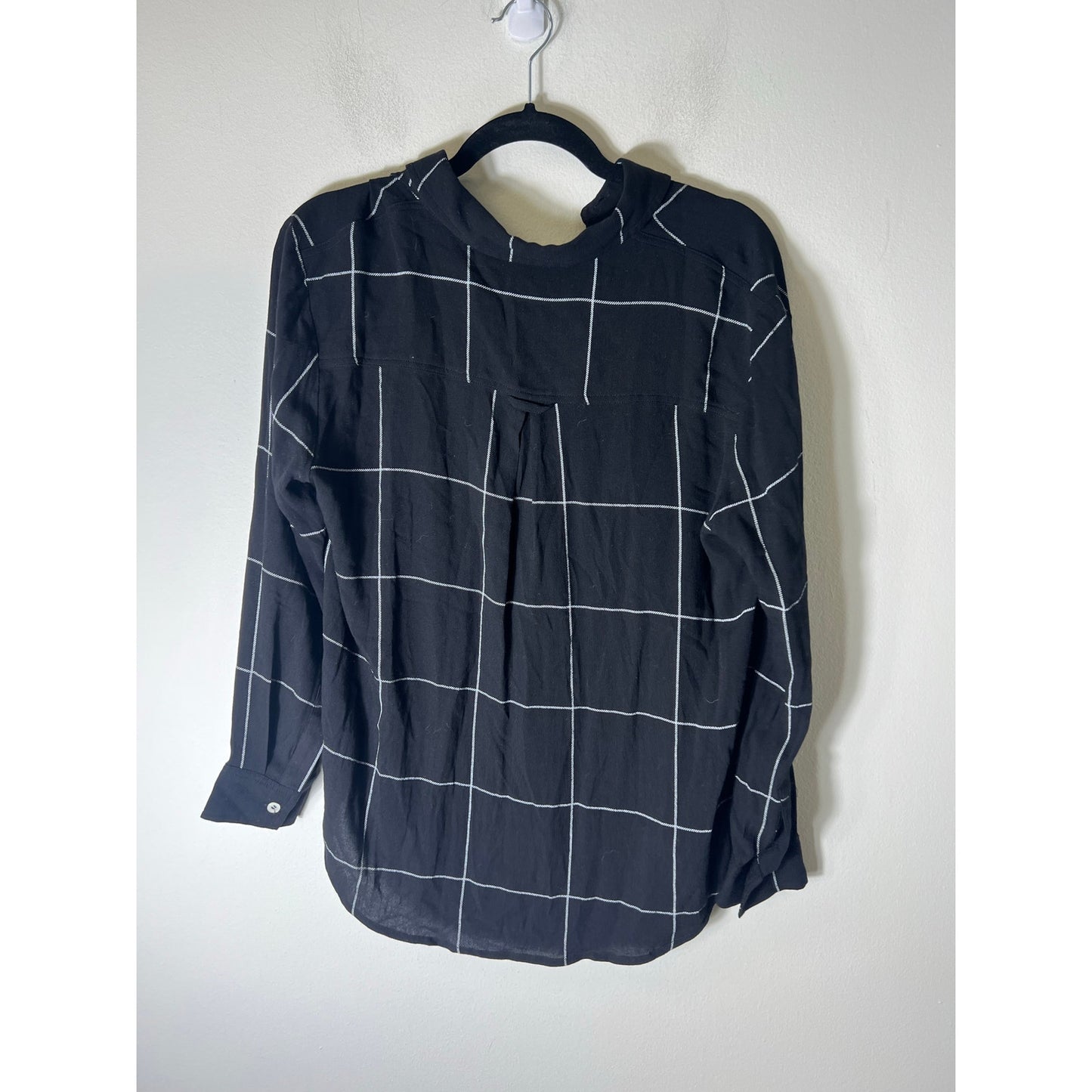 Mod Boutique Black and White Windowpane Long Sleeve Button Up Shirt Sz S