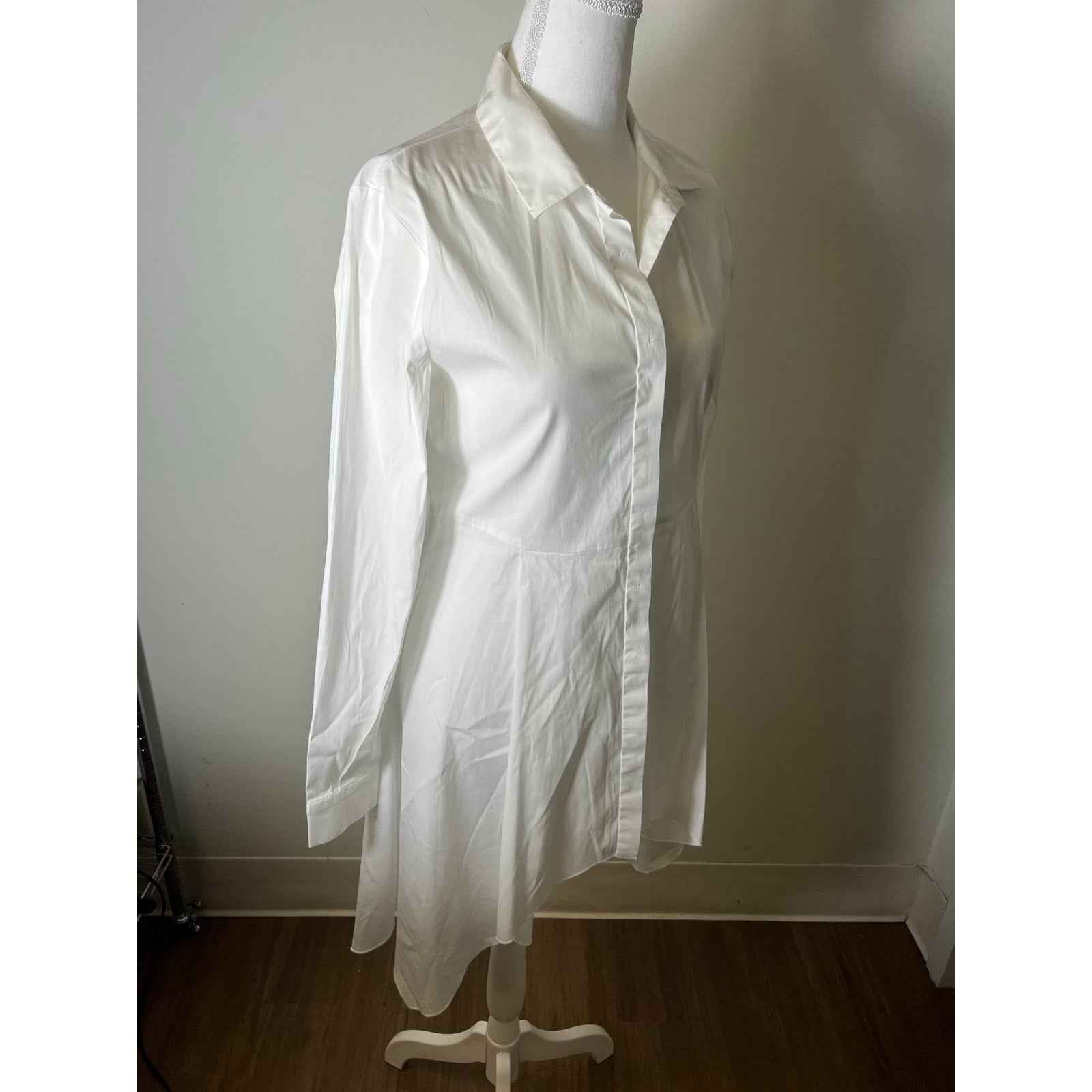 Fabiana Filippi Crisp White Long Sleeve Shirt Dress Sz S