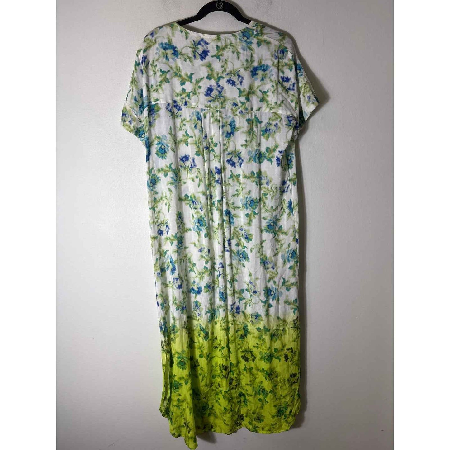 Anthropologie Blue and Green Faded Floral Maxi Dress Sz M