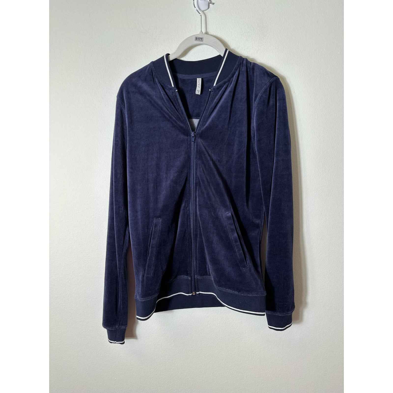 Z Supply Dark Blue Velour Zip Front Jacket Sz S