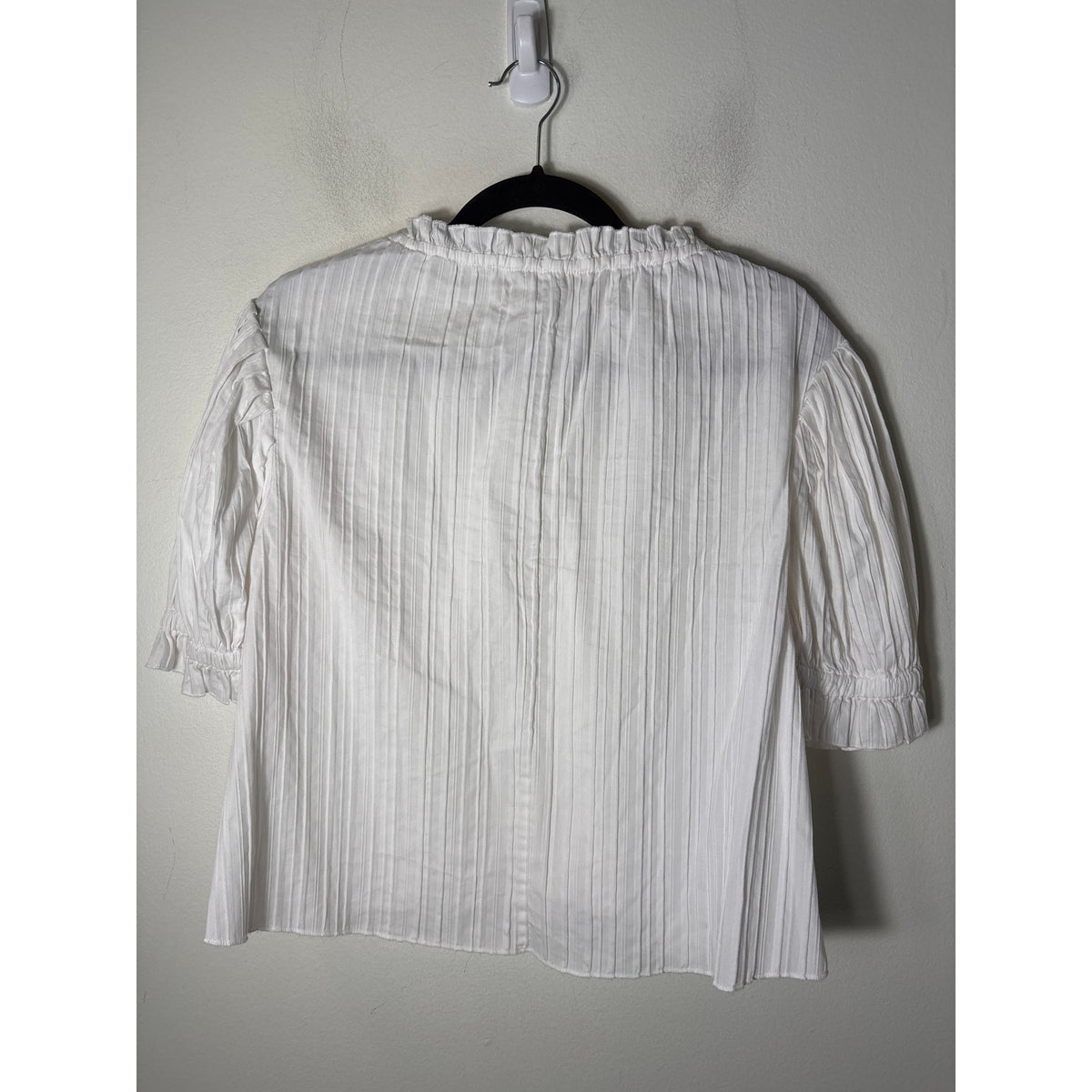 Katherine Kidd White Cotton Seam Pleated Shirt Sz S