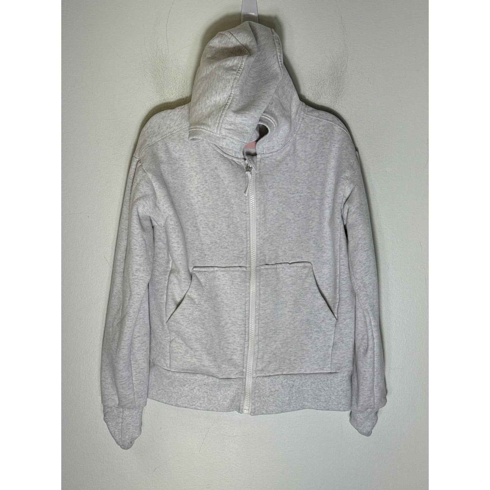 Athleta Girl Light Gray Long Sleeve Hooded Zip Up Sweat Jacket Sz 8/10
