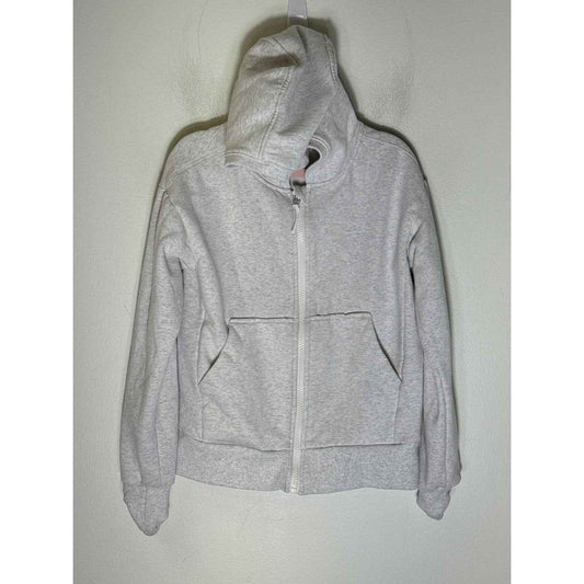 Athleta Girl Light Gray Long Sleeve Hooded Zip Up Sweat Jacket Sz 8/10