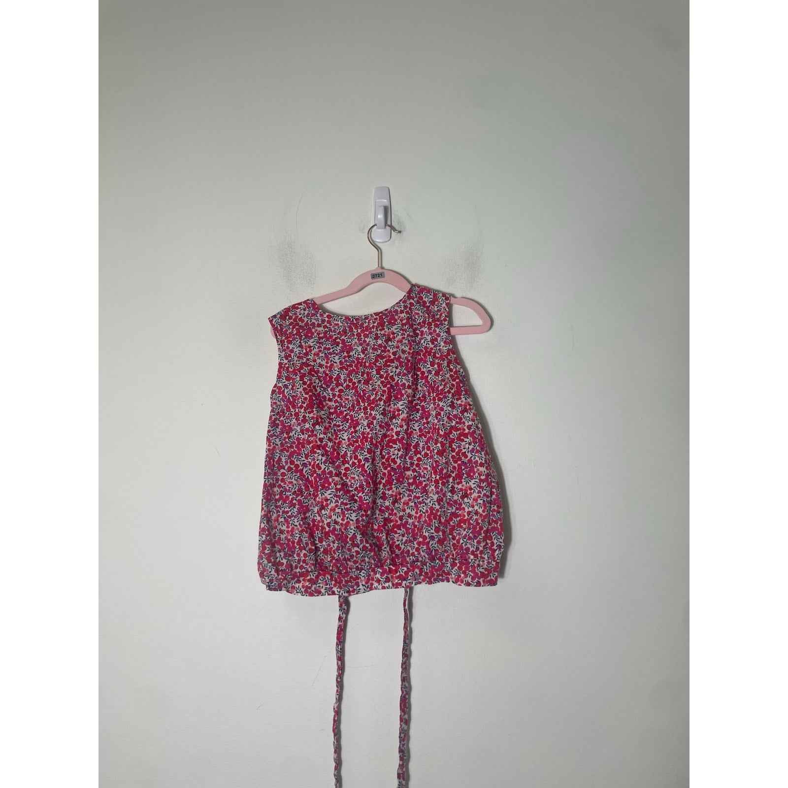 Youth Petit trousseau Red Cotton Floral Top Sz 8Y