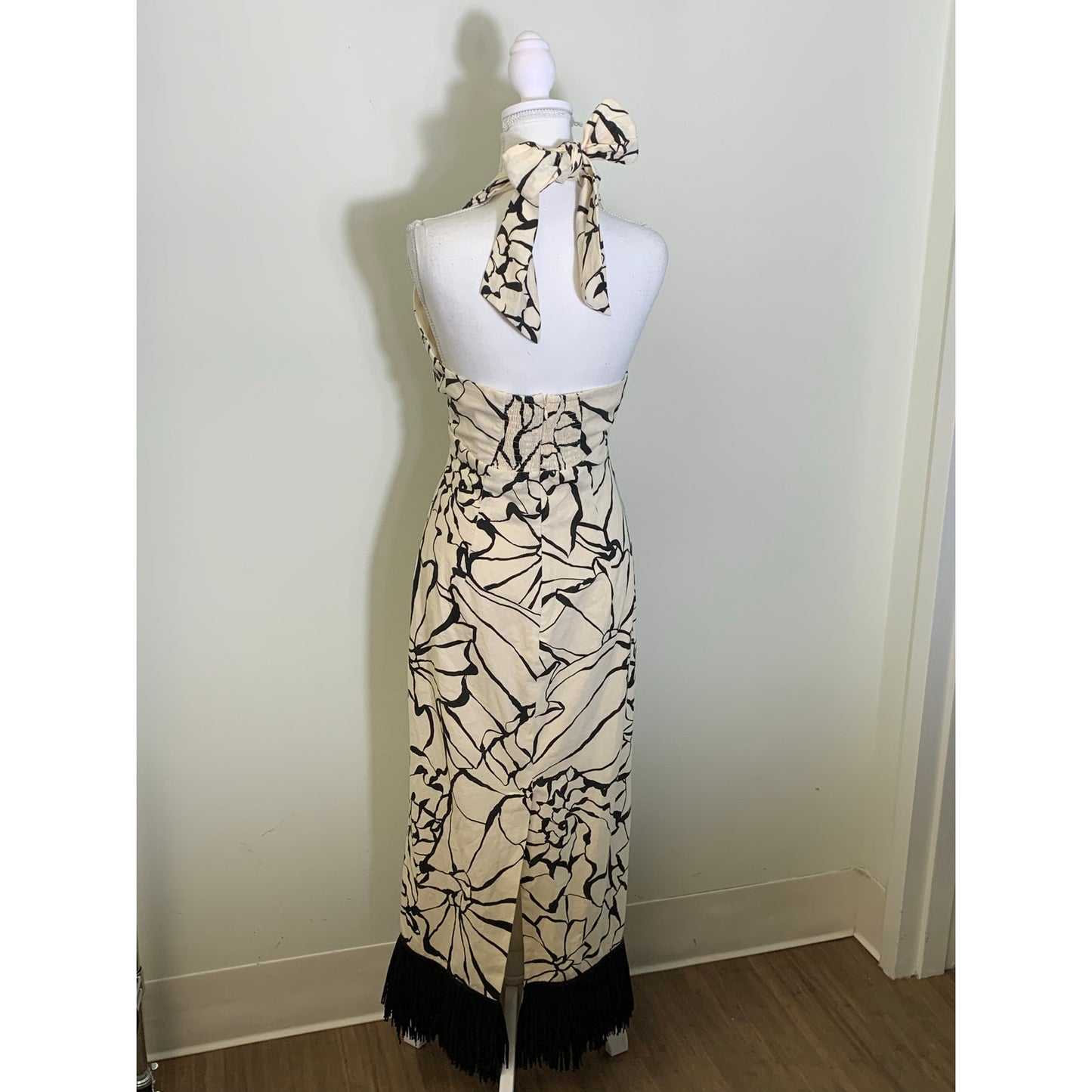NWT Antonio Melani Black Shell Print Maxi Dress Sz 2