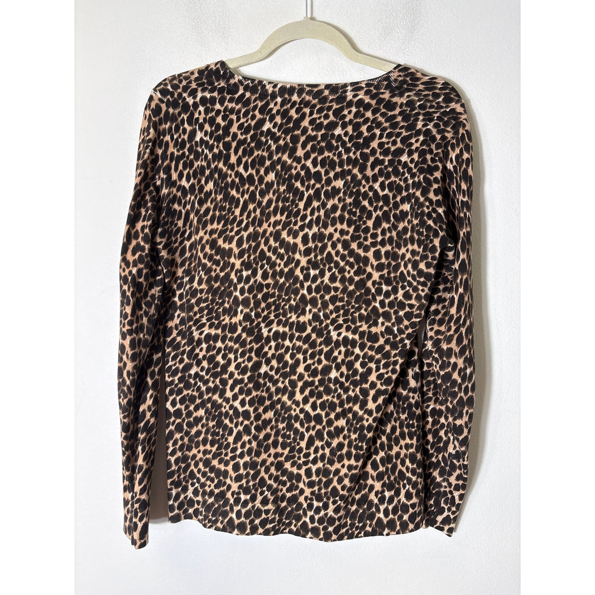 J. Crew Tan Cheetah Print Long Sleeve Cotton Knit Shirt Sz S