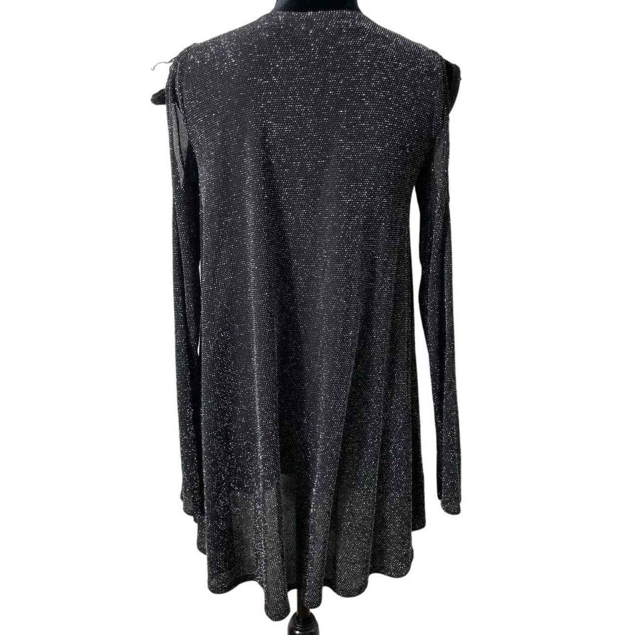Show Me Your Mumu Black Sparkly Cold Shoulder Long Sleeve Mini Dress Sz XS