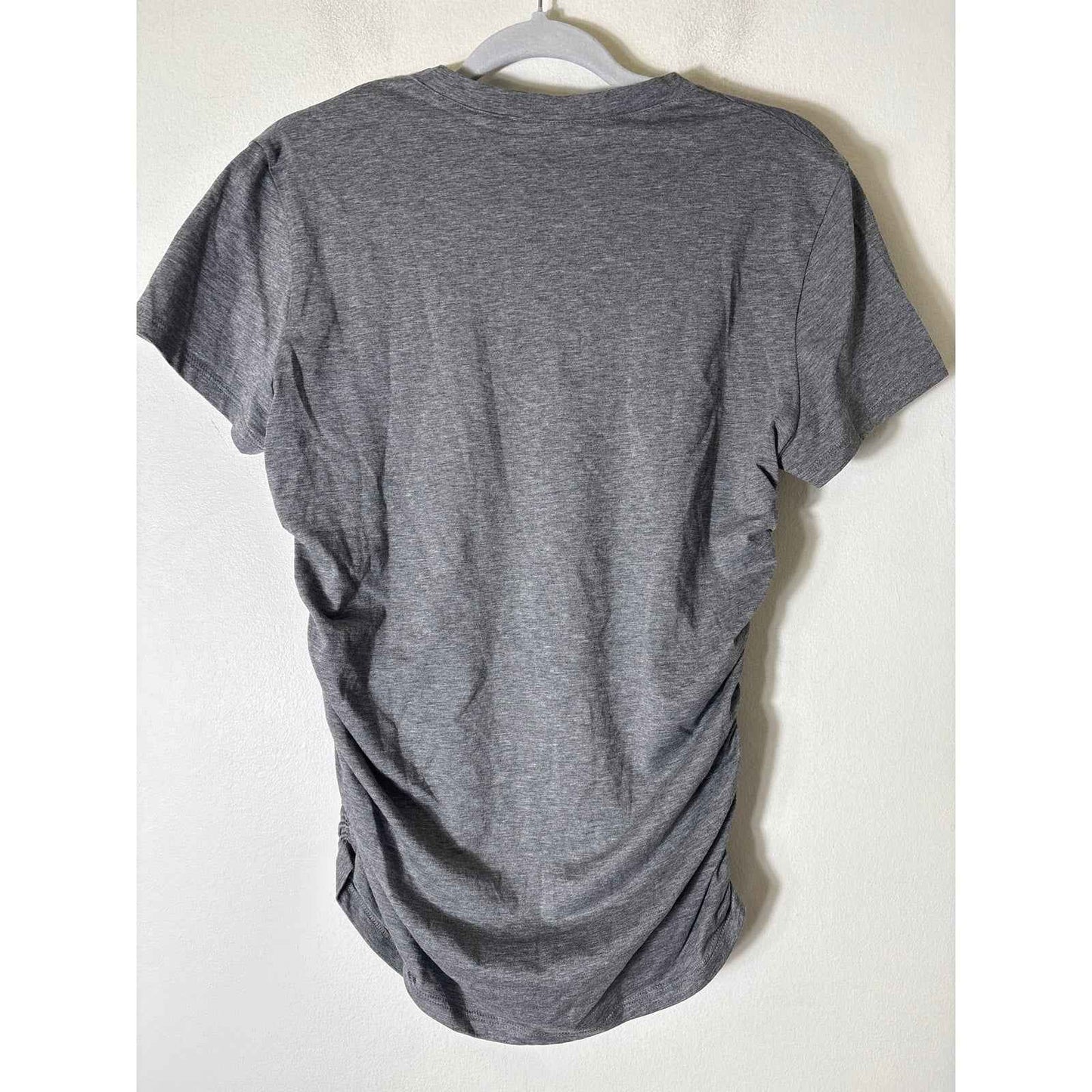 Theory Gray Short Sleeve Ruched Cotton Tee Shirt Sz L