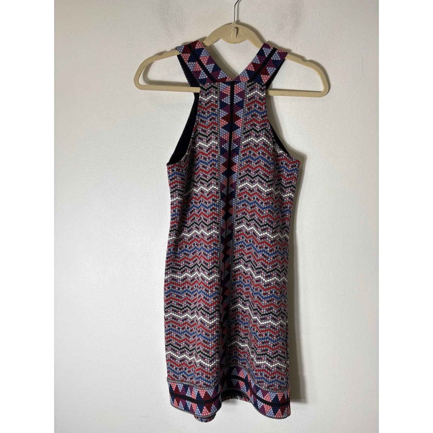BCBG Maxazria Blue Geometric Sleeveless Knee Length Dress Sz XS