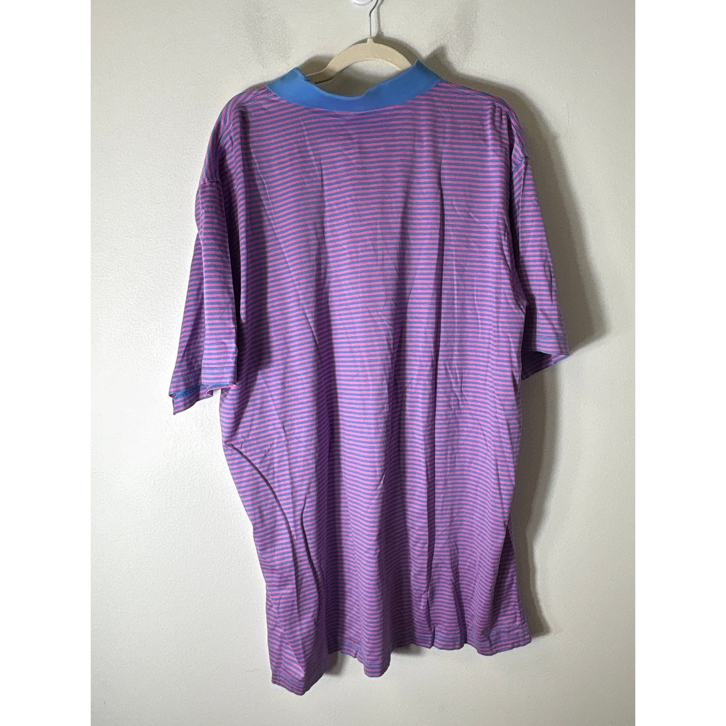 Mens Peter Millar Pink and Blue Stripe Short Sleeve Polo Style Shirt Sz XXL