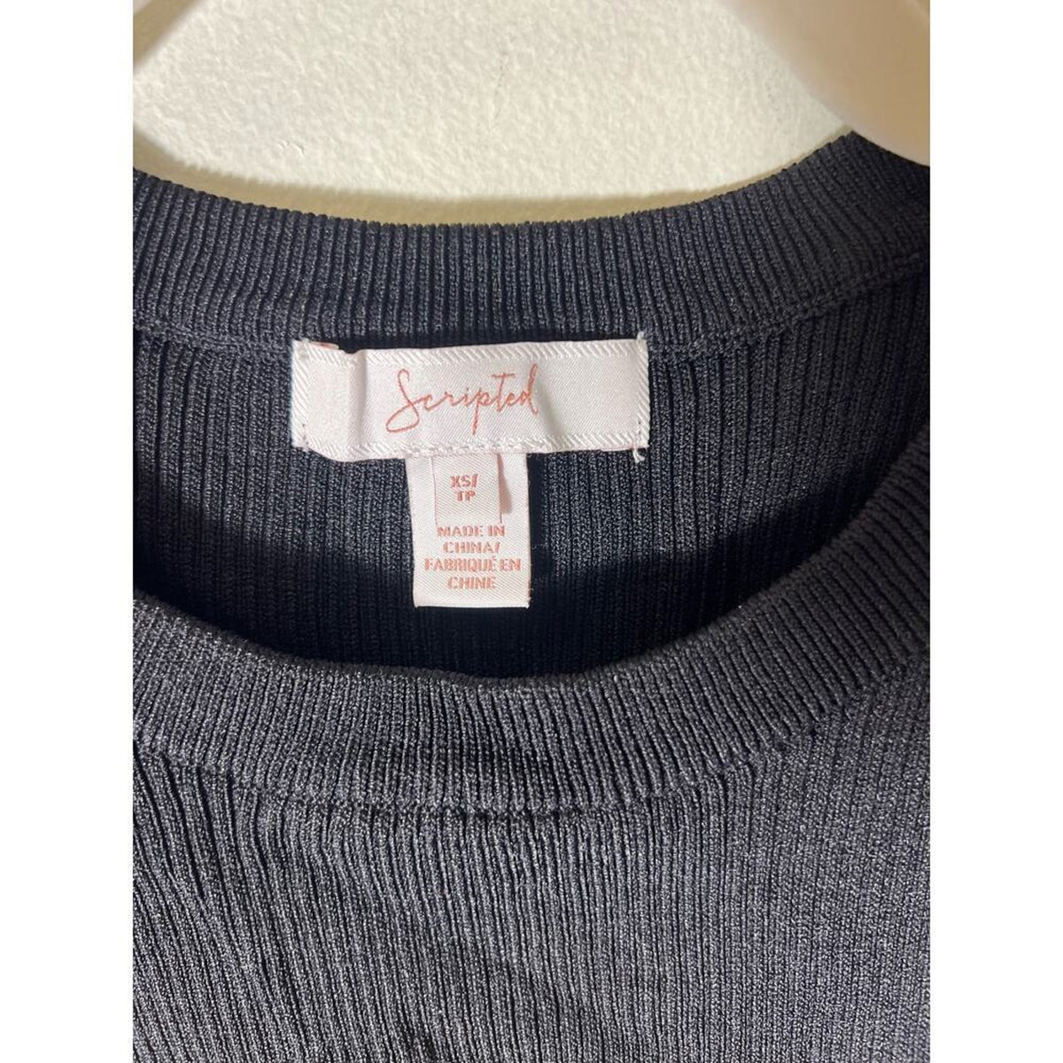 Scripted Black Open Shoulder Long Sleeve Top XS