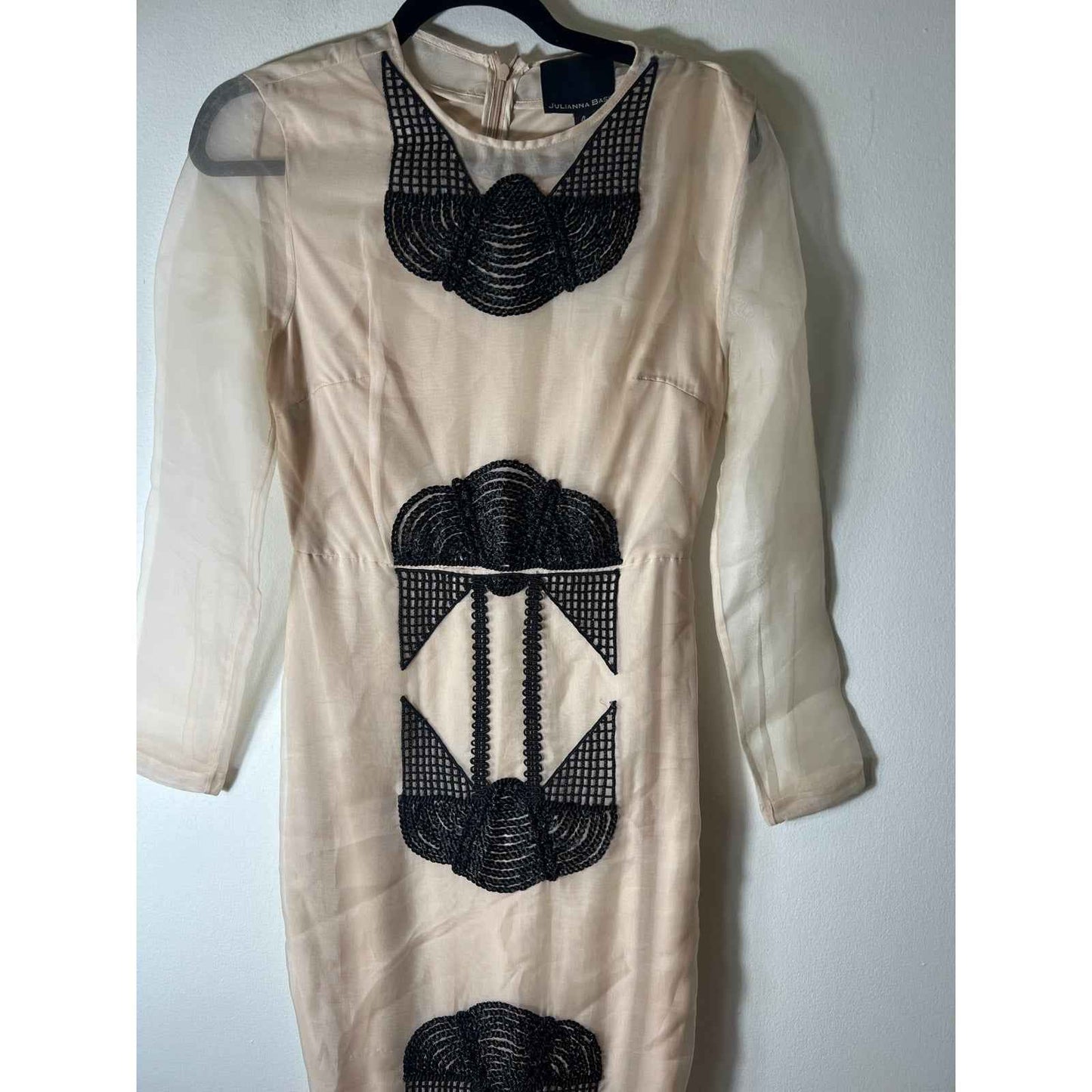 Julianna Bass Nude/Black Organza Dress Sz 4
