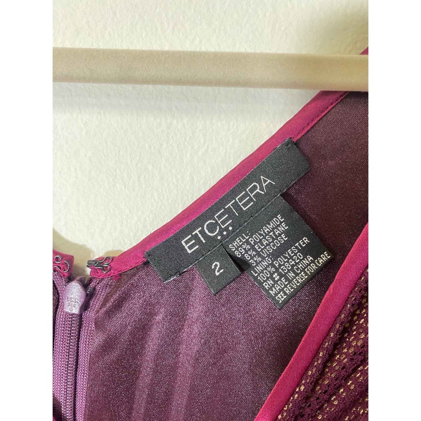 Etcetera Maroon Sleeveless V-Neck A-Line Crochet Lace Dress Sz 2