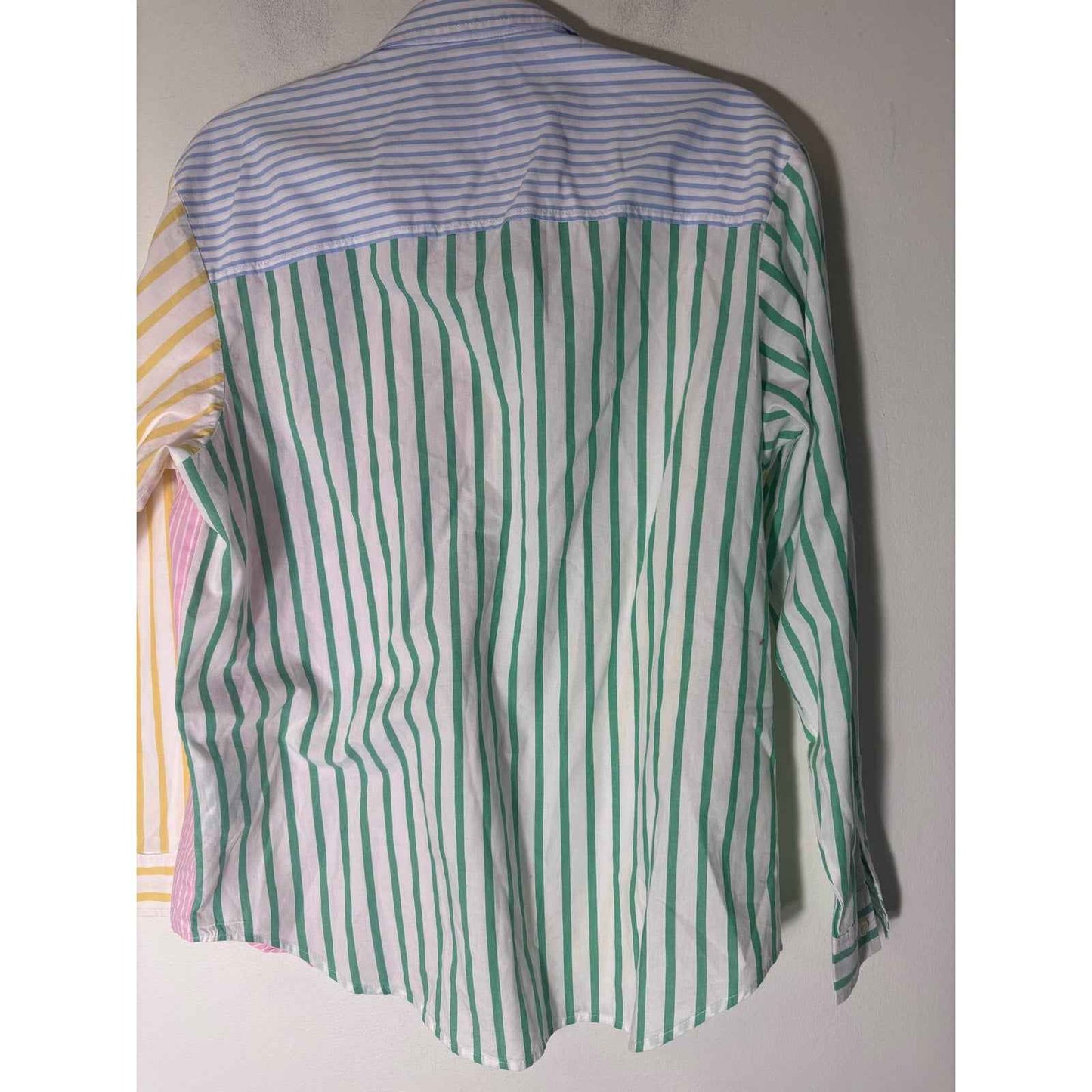 Gap Pastel and White Stripe Long Sleeve Cotton Button Up "The Big Shirt" Sz S