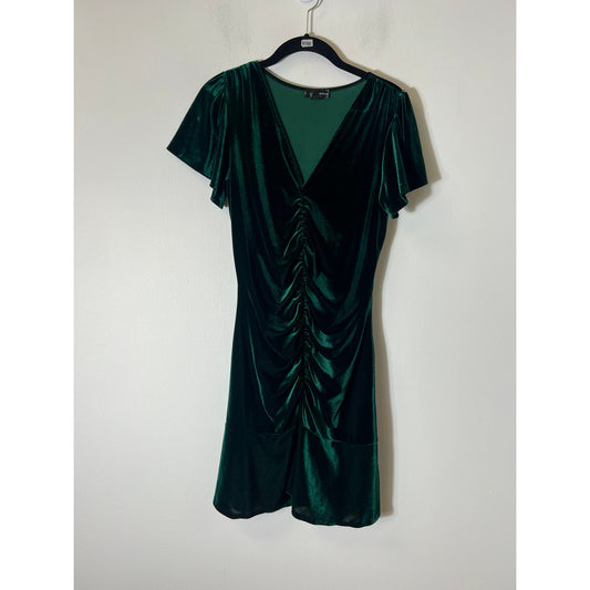 Aqua Green Velvet V Neck Dress Fits like girls Sz 14