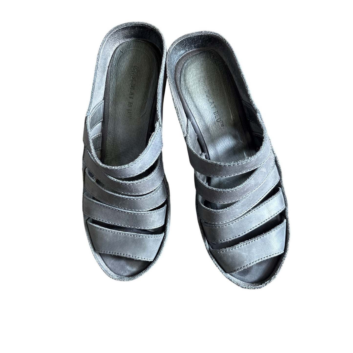 Chololat Blu Dark Gray Walker Wedge Sandals Sz 7