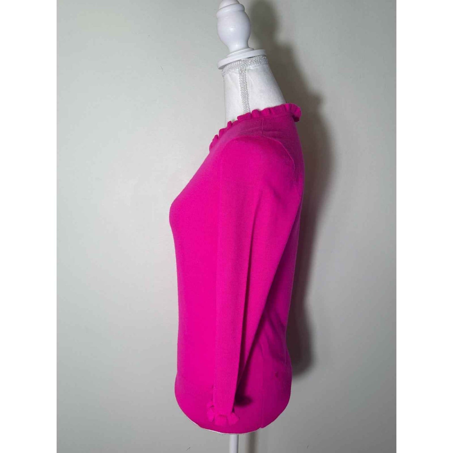 Kate Spade 100% Wool Hot Pink Ruffle Sweater Sz S