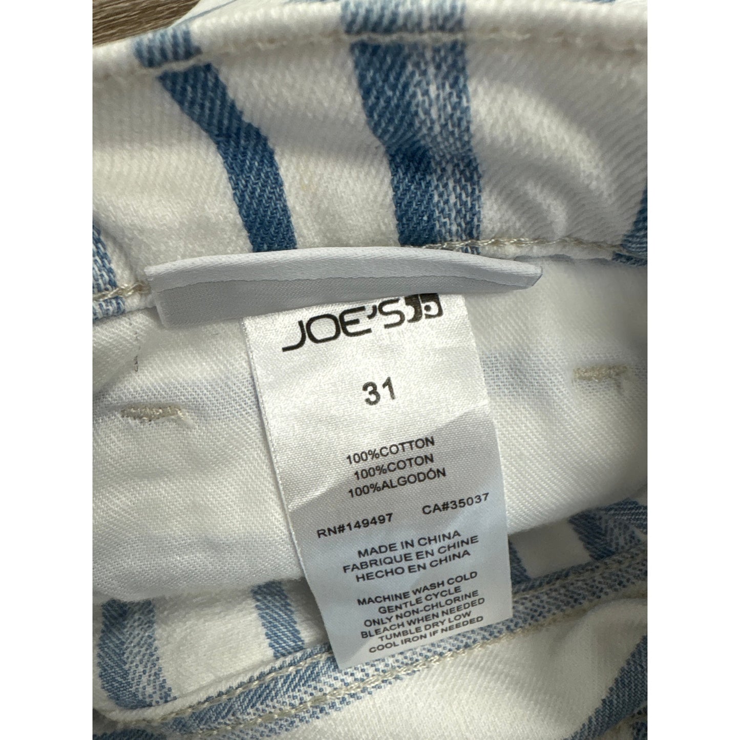 Joe's Jean Blue and White "The Blake High Rise Wide Leg Crop" Jeans Sz 31