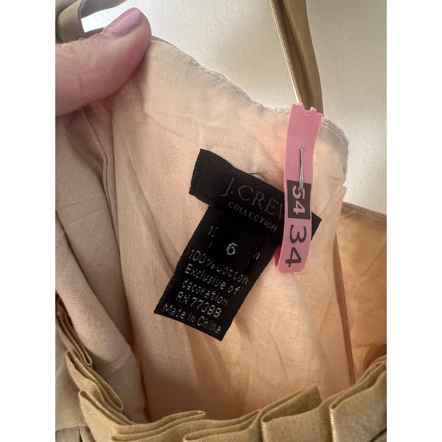 J. Crew Beige Sleeveless Cotton Knee Length Dress Sz 6