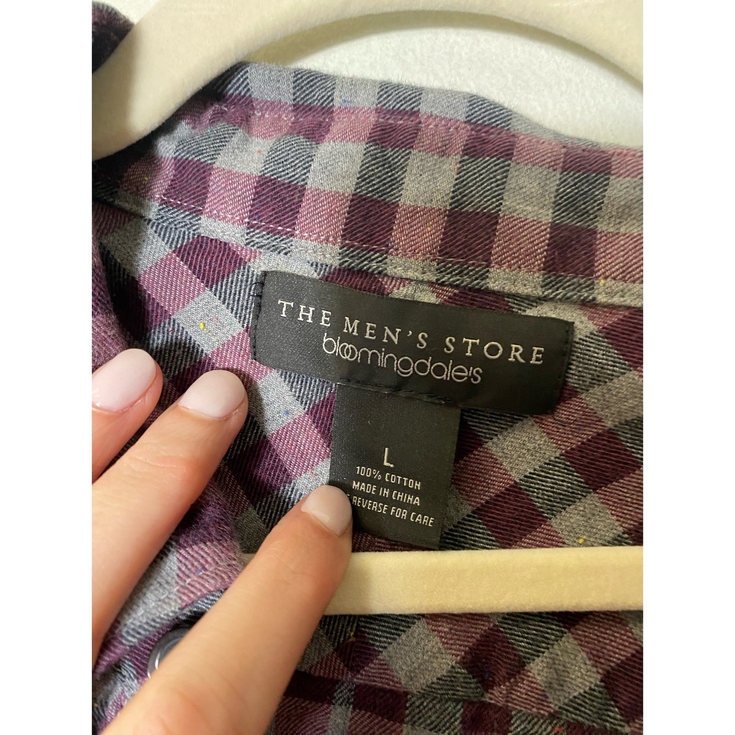 Bloomingdales The Men's Store Red Plaid Button Down Sz L