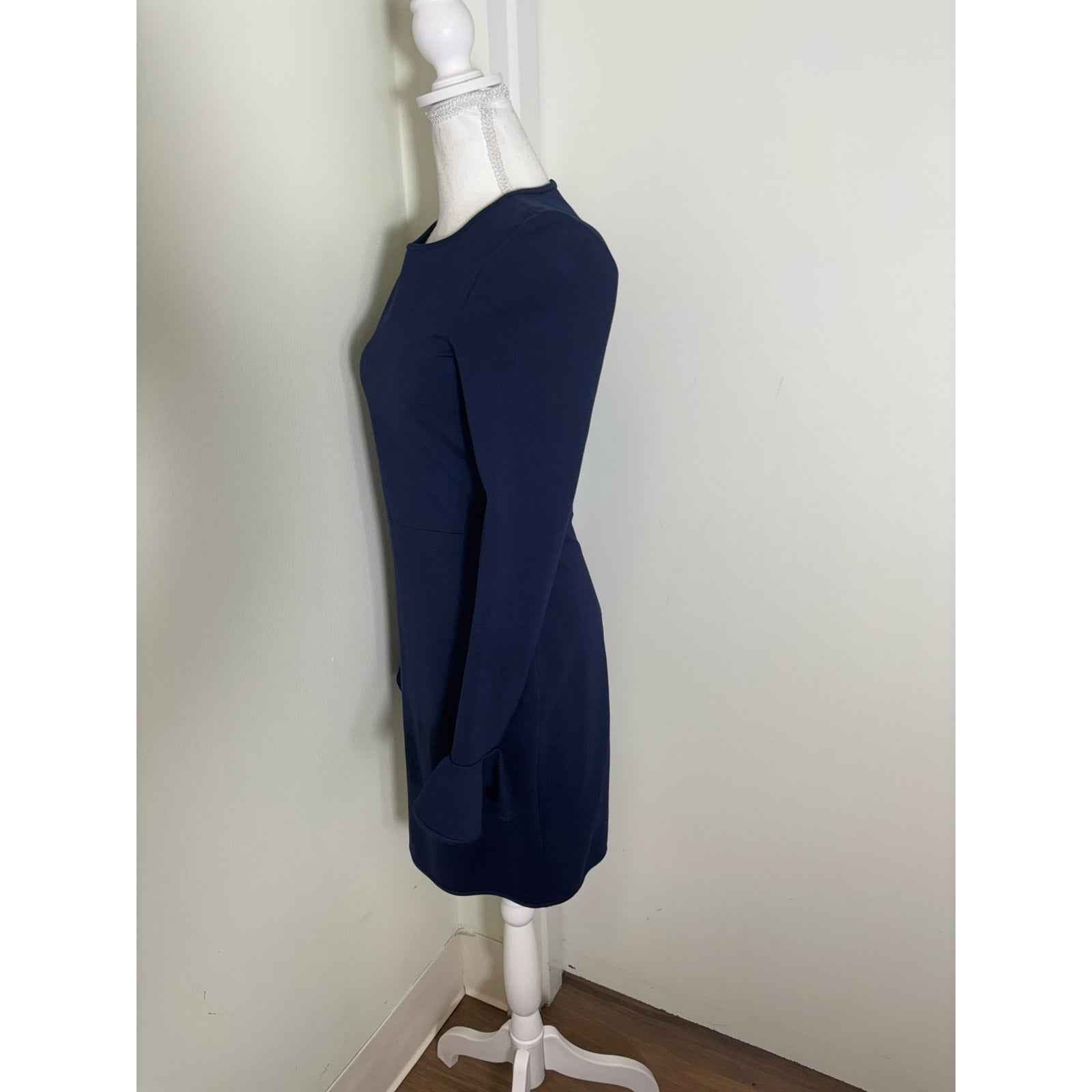 Black Halo Navy Blue Long Sleeve Mini Dress Sz 6