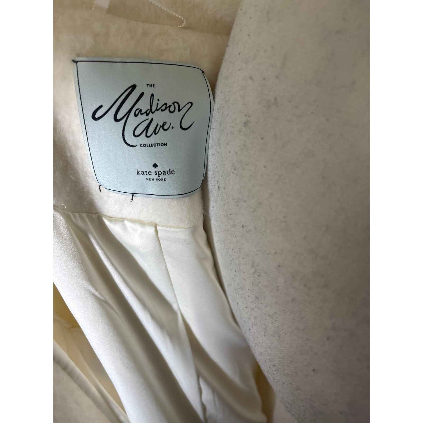 Kate Spade Madison Avenue Collection Winter White Formal Coat Sz M
