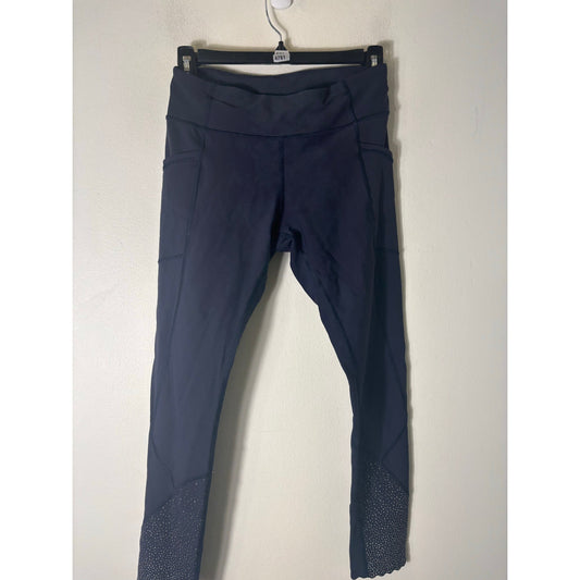 Lululemon Navy Blue Leggings Side Pockets Scalloped Hem Sz XS