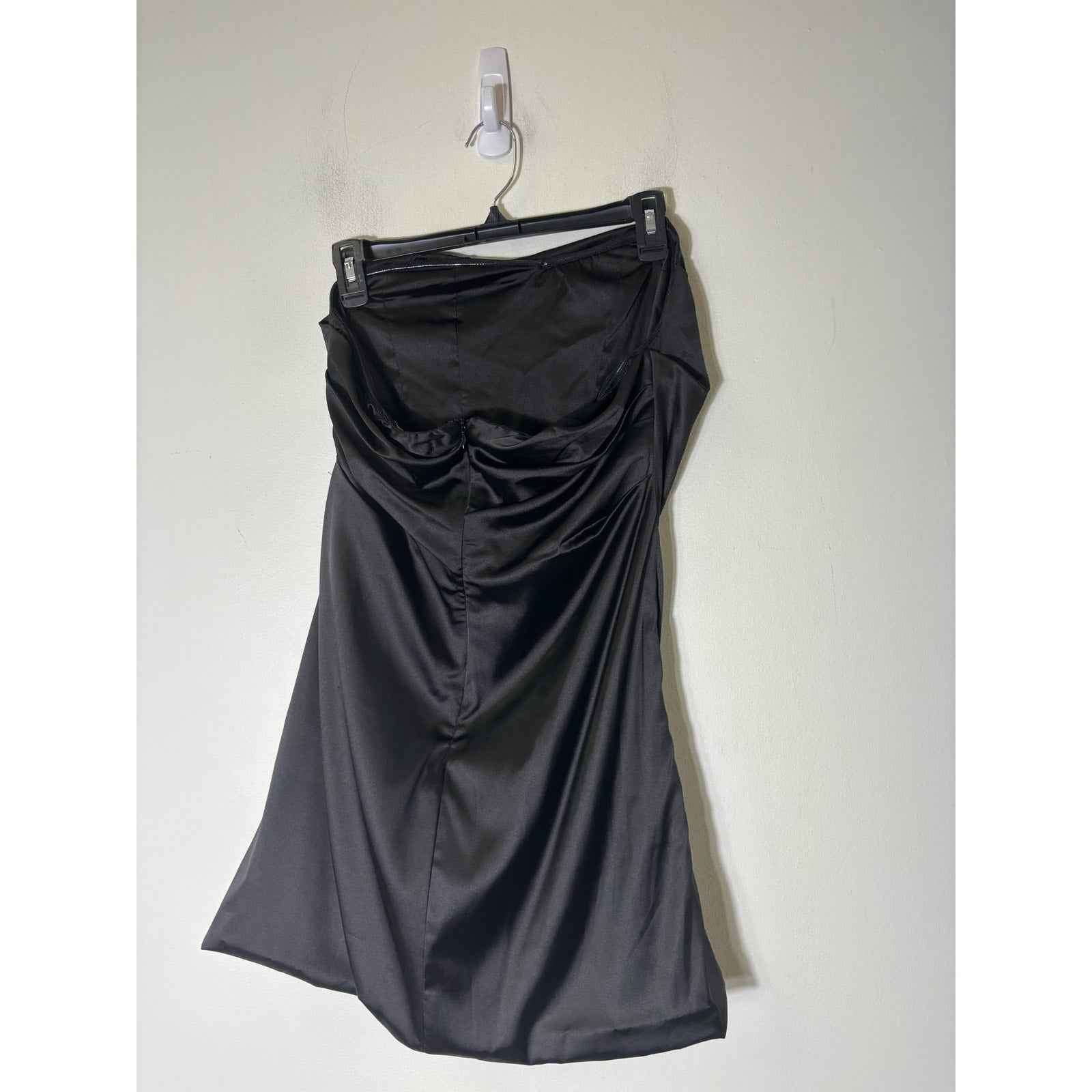 Hausen Black Satin Like Straples Mini Dress Sz L