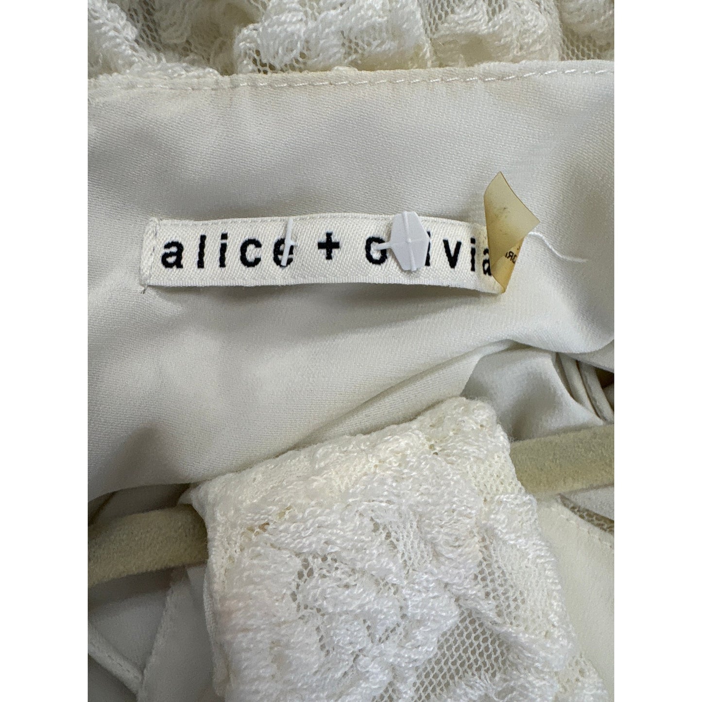 Alice + Olivia Off White Embroidered Lace Sleeveless Backless Column Gown Sz XS