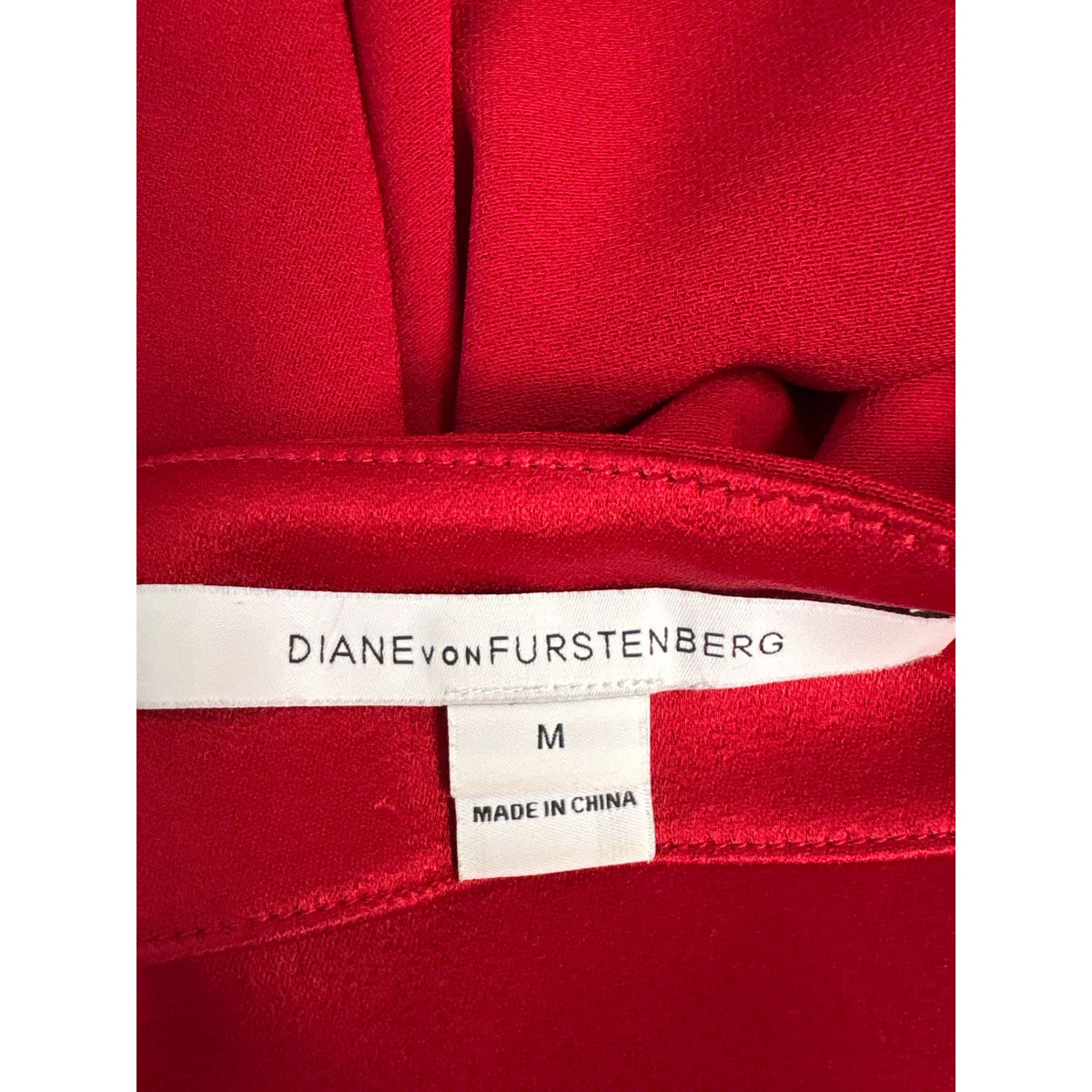 Diane von Furstenberg Classic Red Cap Sleeve V-Neck Dress Sz M