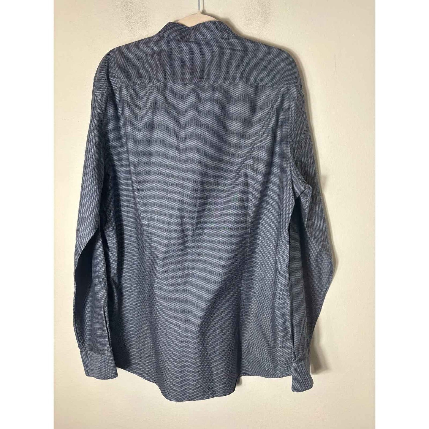 Men's JohnVarvatos Blue Printed Long SLeeve "Luxe" Shirt Sz L