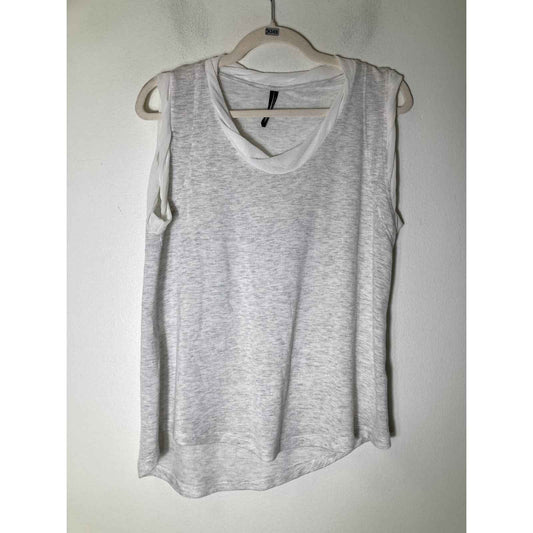 Capote Light Heather Gray Sleeveless High Low Hem Shirt Sz S
