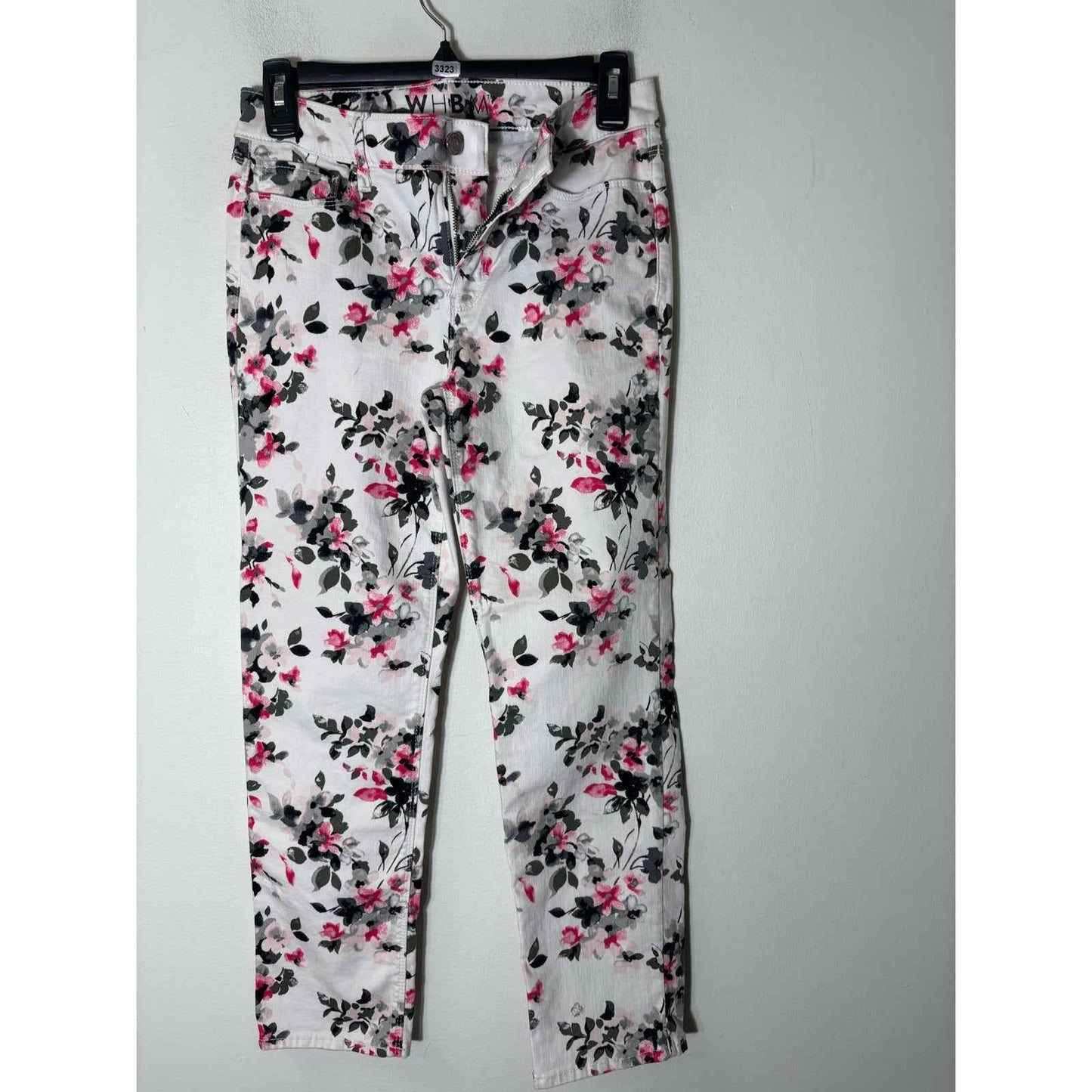 White House Black Market White Floral Denim Jeans Sz 0